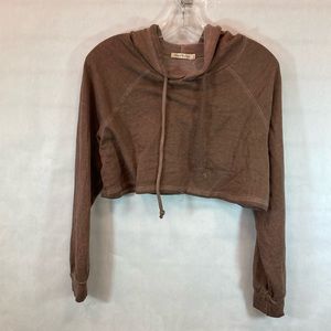 NWOT -Womens Long Sleeve Active  Hooded Crop Top